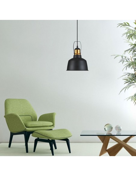 3728-Lampadario LED Vintage in Metallo con Portalampada E Max  Colore Nero-3