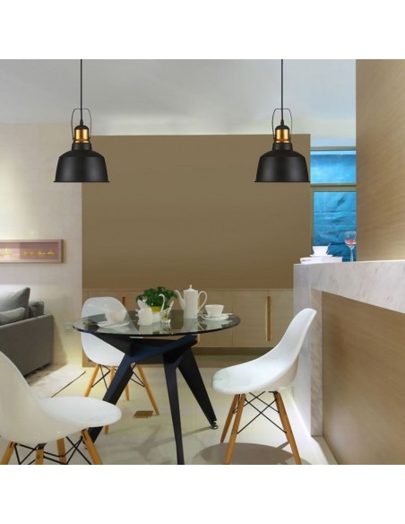 3728-Lampadario LED Vintage in Metallo con Portalampada E Max  Colore Nero-4