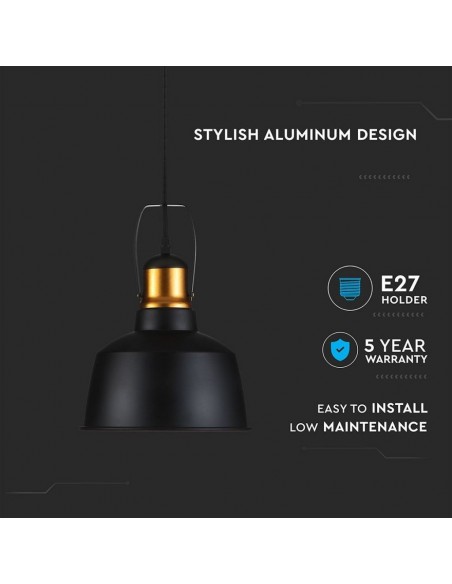 3728-Lampadario LED Vintage in Metallo con Portalampada E Max  Colore Nero-5