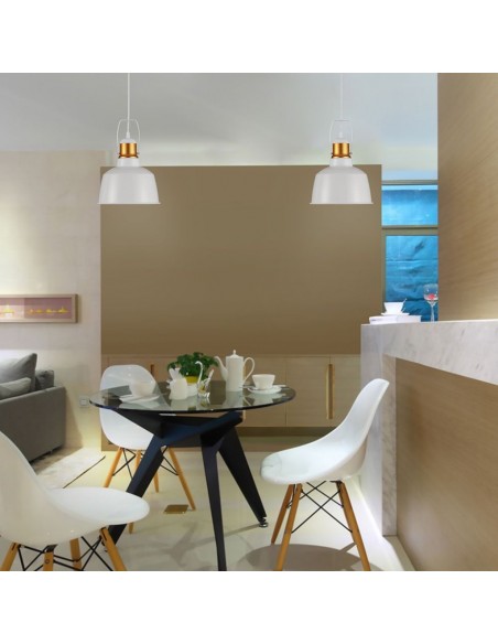 3729-Lampadario LED Vintage in Metallo con Portalampada E Max  Colore Bianco-4