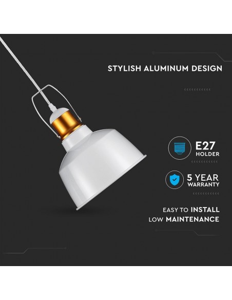 3729-Lampadario LED Vintage in Metallo con Portalampada E Max  Colore Bianco-5