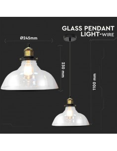 3730-Lampadario LED in Vetro e Metallo con Portalampada E Max  Colore Trasparente d mm-1 2