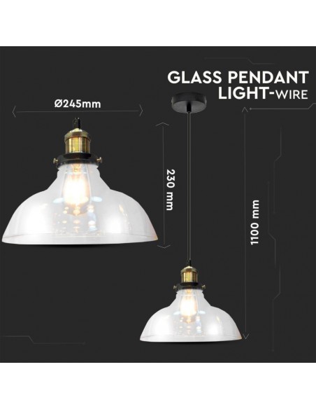 3730-Lampadario LED in Vetro e Metallo con Portalampada E Max  Colore Trasparente d mm-2