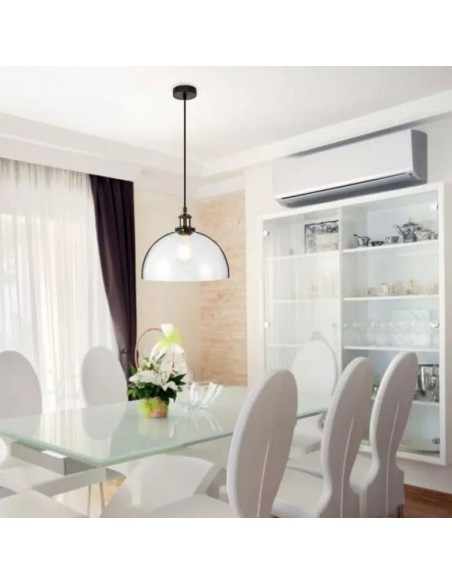 37372-Lampadario LED Vintage in Vetro con Portalampada E Max  Colore Trasparente d mm-3