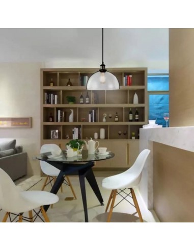 37372-Lampadario LED Vintage in Vetro con Portalampada E Max  Colore Trasparente d mm-4