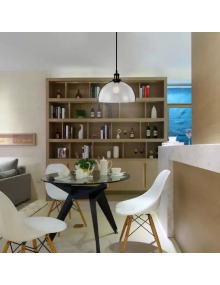 37372-Lampadario LED Vintage in Vetro con Portalampada E Max  Colore Trasparente d mm-4