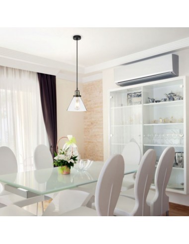 3738-Lampadario LED a Campana in Vetro con Portalampada E Max  Colore Trasparente-4