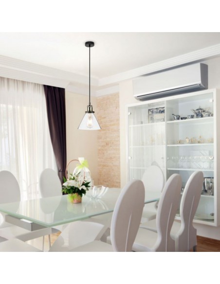 3738-Lampadario LED a Campana in Vetro con Portalampada E Max  Colore Trasparente-4