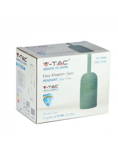 3742-Lampadario LED a Cilindro in Calcestruzzo con Portalampada E Max  Colore Verde-2