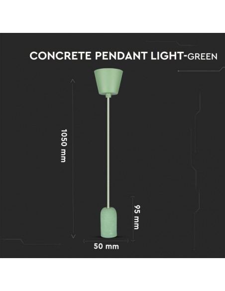 3742-Lampadario LED a Cilindro in Calcestruzzo con Portalampada E Max  Colore Verde-3