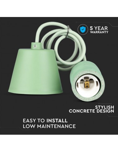 3742-Lampadario LED a Cilindro in Calcestruzzo con Portalampada E Max  Colore Verde-6