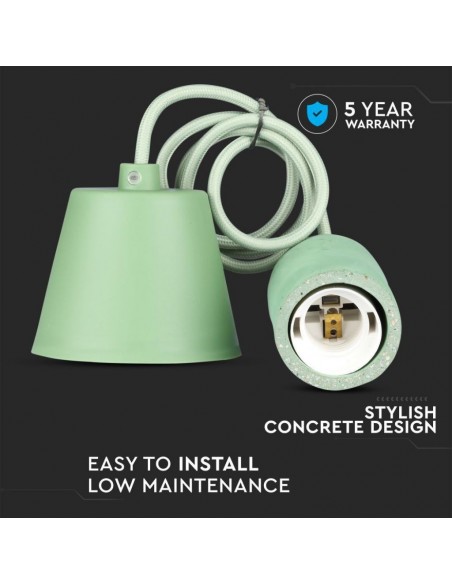 3742-Lampadario LED a Cilindro in Calcestruzzo con Portalampada E Max  Colore Verde-6