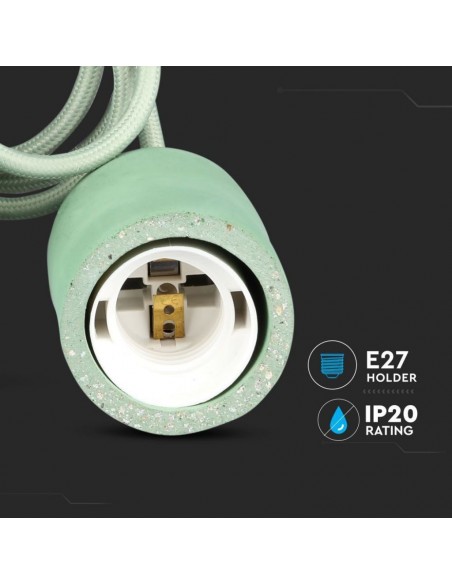 3742-Lampadario LED a Cilindro in Calcestruzzo con Portalampada E Max  Colore Verde-7