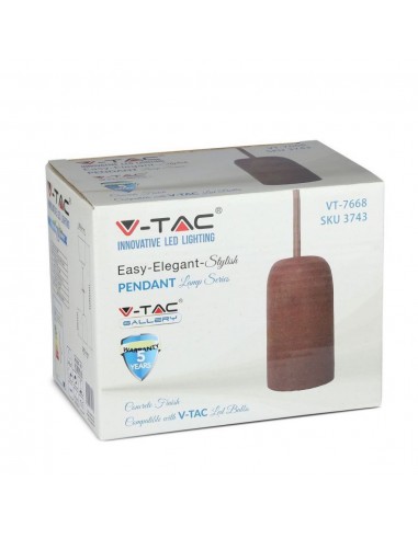 3743-Lampadario LED a Cilindro in Calcestruzzo con Portalampada E Max  Colore Rosso-2