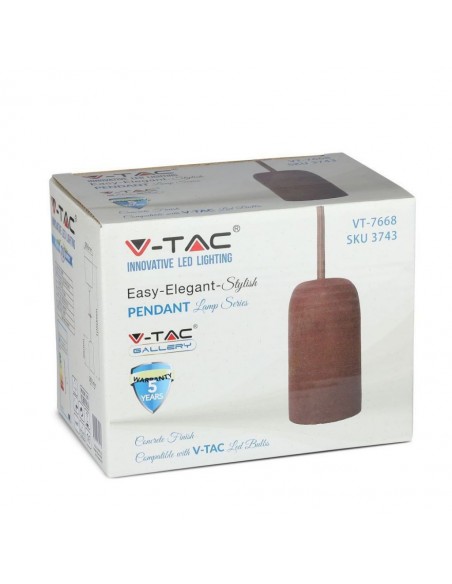 3743-Lampadario LED a Cilindro in Calcestruzzo con Portalampada E Max  Colore Rosso-2