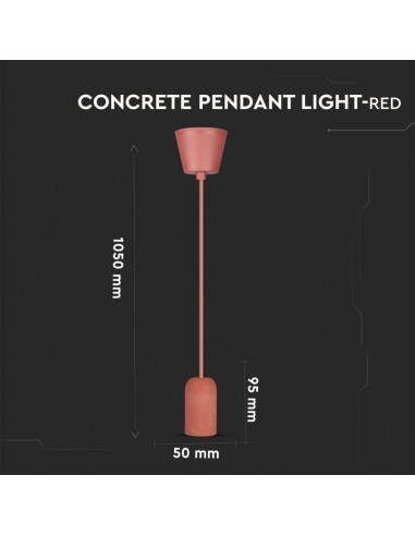 3743-Lampadario LED a Cilindro in Calcestruzzo con Portalampada E Max  Colore Rosso-3