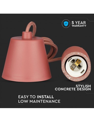 3743-Lampadario LED a Cilindro in Calcestruzzo con Portalampada E Max  Colore Rosso-6