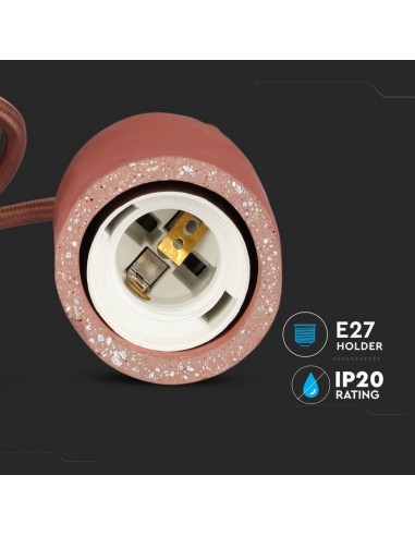 3743-Lampadario LED a Cilindro in Calcestruzzo con Portalampada E Max  Colore Rosso-7