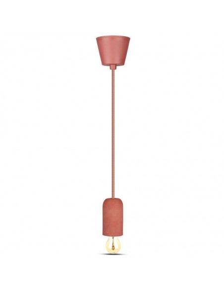 Lampadario LED a Cilindro in Calcestruzzo con Portalampada E27 (Max 60W) Rosso
