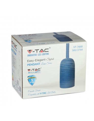 3744-Lampadario LED a Cilindro in Calcestruzzo con Portalampada E Max  Colore Blu-2