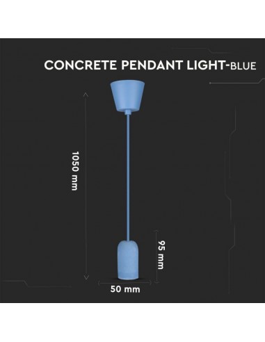 3744-Lampadario LED a Cilindro in Calcestruzzo con Portalampada E Max  Colore Blu-3
