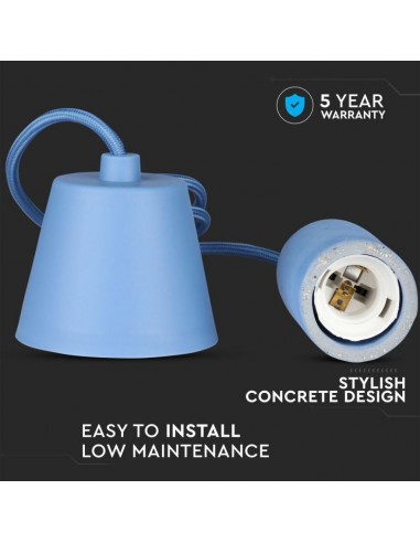 3744-Lampadario LED a Cilindro in Calcestruzzo con Portalampada E Max  Colore Blu-6