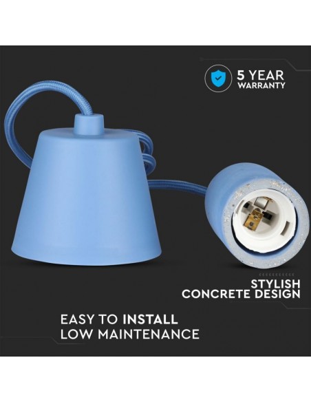 3744-Lampadario LED a Cilindro in Calcestruzzo con Portalampada E Max  Colore Blu-6