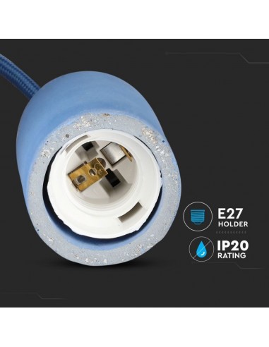 3744-Lampadario LED a Cilindro in Calcestruzzo con Portalampada E Max  Colore Blu-7