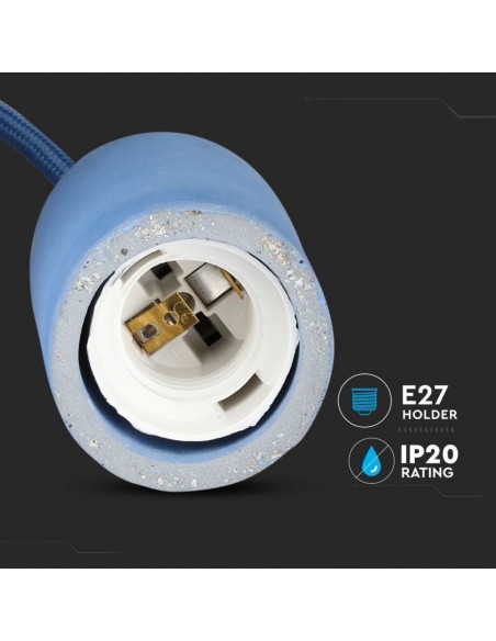 3744-Lampadario LED a Cilindro in Calcestruzzo con Portalampada E Max  Colore Blu-7