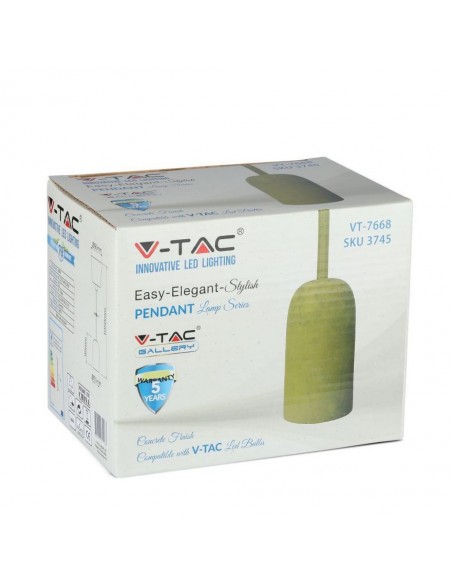 3745-Lampadario LED a Cilindro in Calcestruzzo con Portalampada E Max  Colore Giallo-2