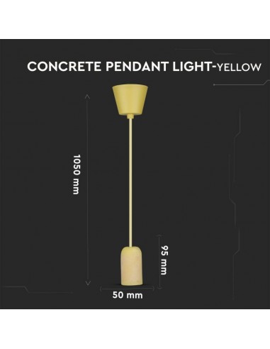 3745-Lampadario LED a Cilindro in Calcestruzzo con Portalampada E Max  Colore Giallo-3