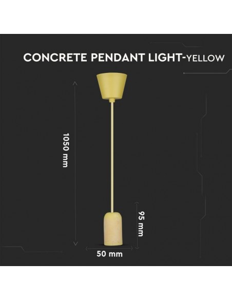 3745-Lampadario LED a Cilindro in Calcestruzzo con Portalampada E Max  Colore Giallo-3
