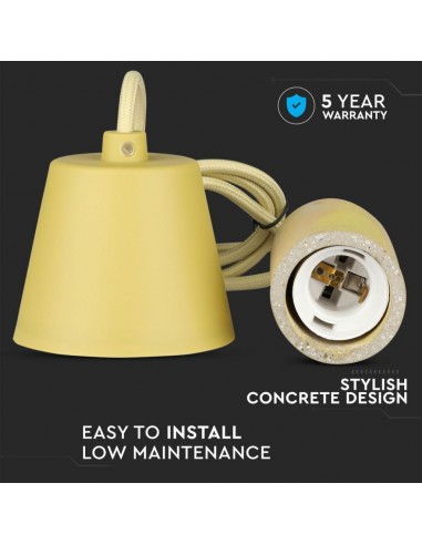 3745-Lampadario LED a Cilindro in Calcestruzzo con Portalampada E Max  Colore Giallo-6