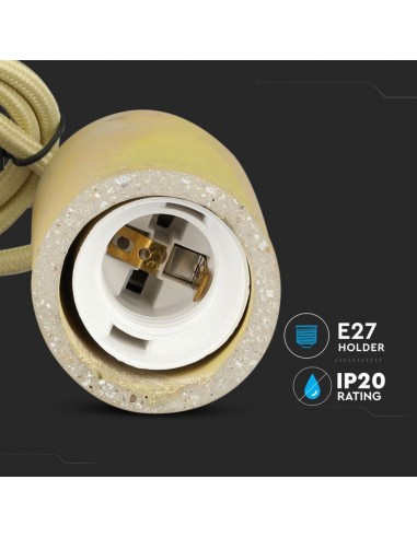 3745-Lampadario LED a Cilindro in Calcestruzzo con Portalampada E Max  Colore Giallo-7