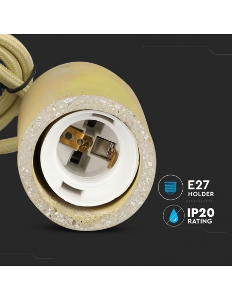 3745-Lampadario LED a Cilindro in Calcestruzzo con Portalampada E Max  Colore Giallo-7