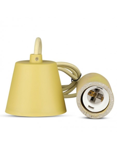 Lampadario LED a Cilindro in Calcestruzzo con Portalampada E27 (Max 60W) Giallo