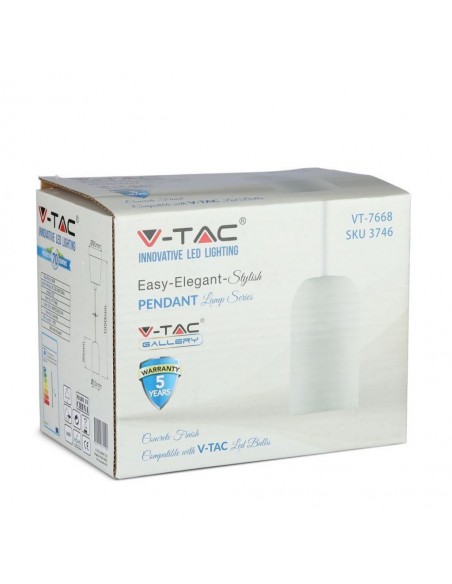 3746-Lampadario LED a Cilindro in Calcestruzzo con Portalampada E Max  Colore Bianco-2