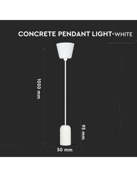 3746-Lampadario LED a Cilindro in Calcestruzzo con Portalampada E Max  Colore Bianco-3