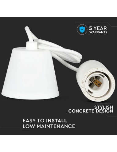 3746-Lampadario LED a Cilindro in Calcestruzzo con Portalampada E Max  Colore Bianco-6