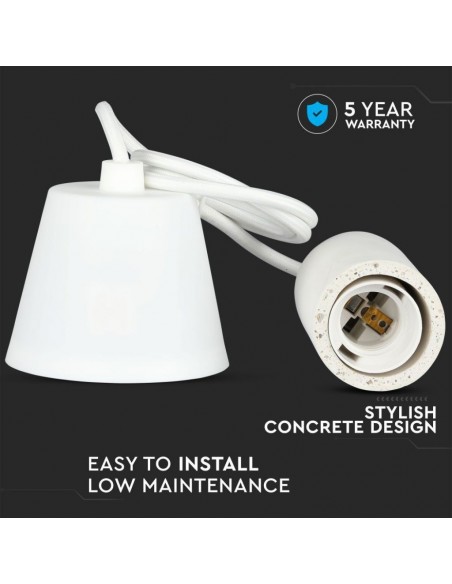 3746-Lampadario LED a Cilindro in Calcestruzzo con Portalampada E Max  Colore Bianco-6