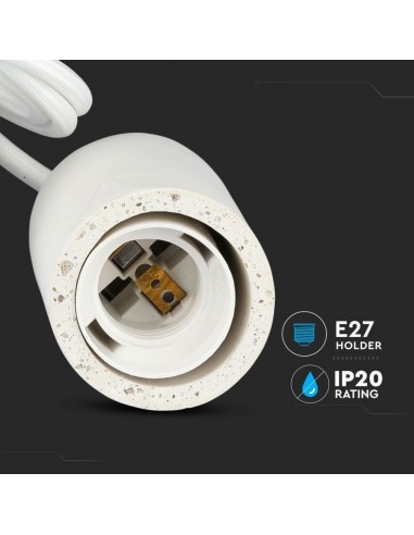 3746-Lampadario LED a Cilindro in Calcestruzzo con Portalampada E Max  Colore Bianco-7