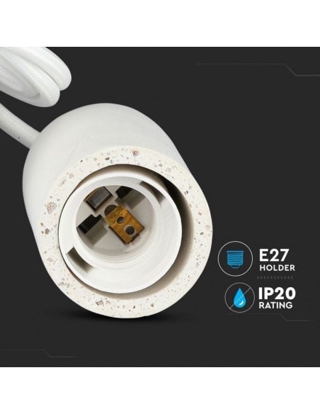 3746-Lampadario LED a Cilindro in Calcestruzzo con Portalampada E Max  Colore Bianco-7