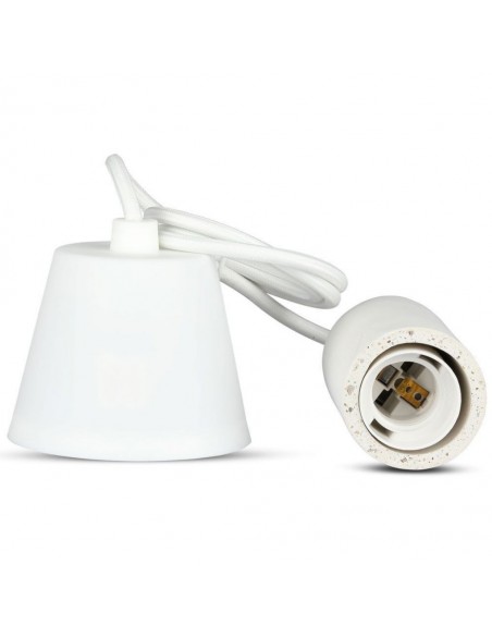 Lampadario LED a Cilindro in Calcestruzzo con Portalampada E27 (Max 60W) Bianco