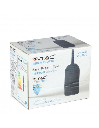 3747-Lampadario LED a Cilindro in Calcestruzzo con Portalampada E Max  Colore Nero-2