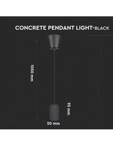 3747-Lampadario LED a Cilindro in Calcestruzzo con Portalampada E Max  Colore Nero-3