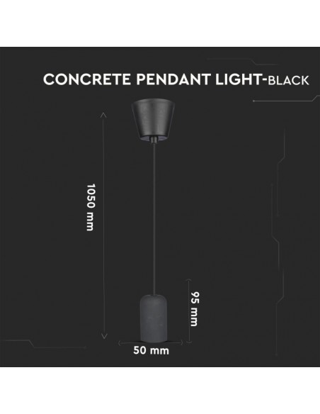 3747-Lampadario LED a Cilindro in Calcestruzzo con Portalampada E Max  Colore Nero-3