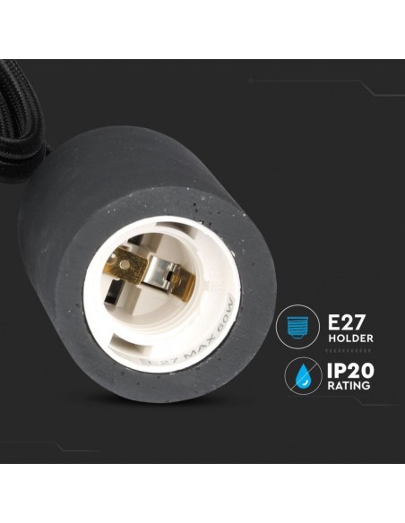 3747-Lampadario LED a Cilindro in Calcestruzzo con Portalampada E Max  Colore Nero-6