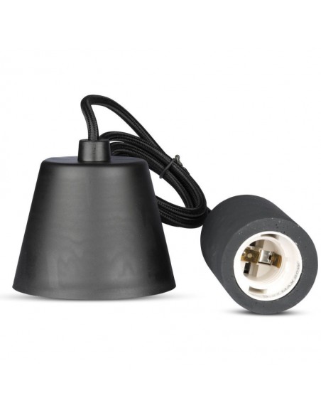 Lampadario LED a Cilindro in Calcestruzzo con Portalampada E27 (Max 60W) Nero