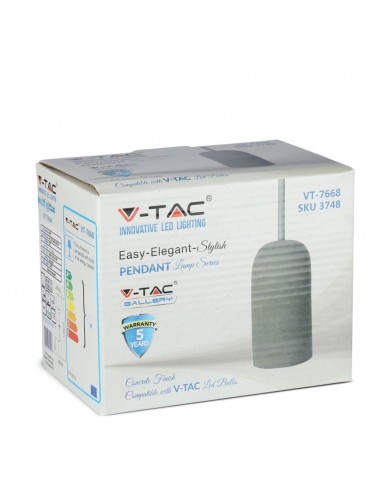 3748-Lampadario LED a Cilindro in Calcestruzzo con Portalampada E Max  Colore Grigio-2