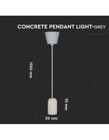 3748-Lampadario LED a Cilindro in Calcestruzzo con Portalampada E Max  Colore Grigio-3